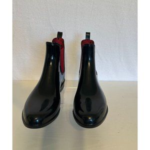 Lauren Ralph Lauren Tally Rain Boots Black Red Lady Bug Size 10 EUC